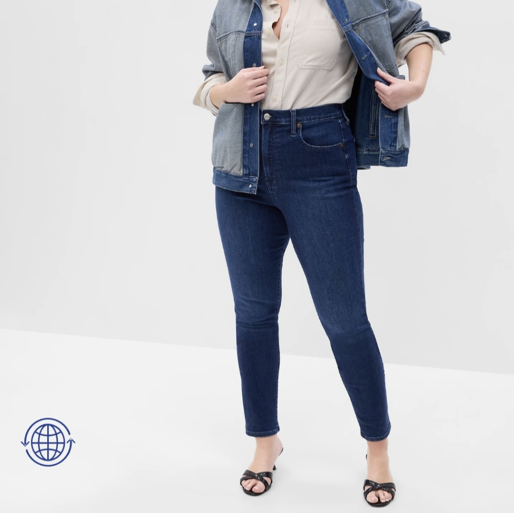 Gap high-rise skinny dark wash jeans